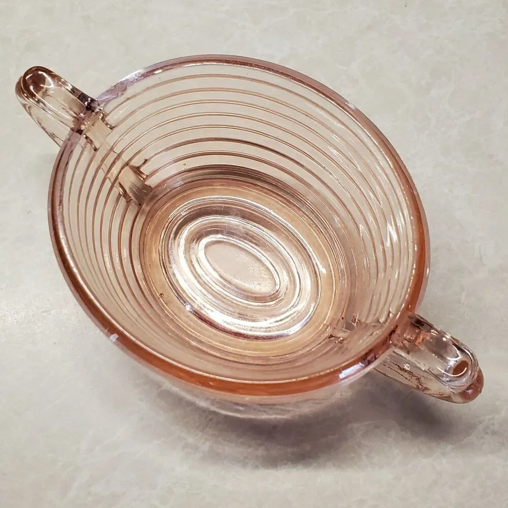 Anchor Hocking Pink Depression Glass Sugar Bowl Manhattan Pattern